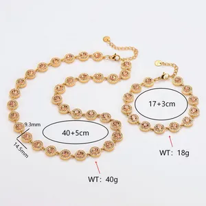 Detaillierte Maße für Halskette und Armband Set mit champagnerfarbenen Zirkonia