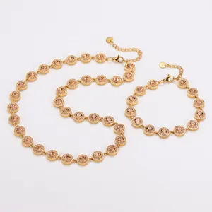 Schmuckset aus Halskette und Armband mit champagnerfarbenen Kristallen aus Edelstahl