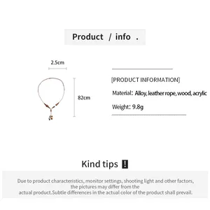 Detailed specs for retro acrylic leopard print heart necklace sweater chain