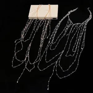 Elegante mehrlagige Perlen-Fransen-Körperketten in Gold und Silber für Damen Mode-Accessoire