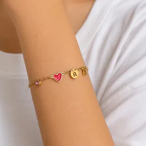 304 Roestvrij Staal Hart Strass Letter Armband Dierenriem Geboortesteen Hanger Sieraden Voor Dames Cadeau