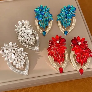 Boucles d'Oreilles Goutte d'Eau en Alliage de Strass de Fleur Avec Tige en Argent Boucles d'Oreilles de Luxe Vintage Pour Femmes Bijoux