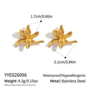 Detailed product specifications for 18K gold plated stainless steel firework stud earrings