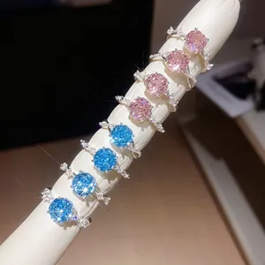 Luxe 18K Vergulde Zirconia Bloem Open Ring Voor Vrouwen Niche High End Verstelbare Wijsvinger Ring Koper Ingelegde Strass Sieraden