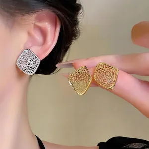 Mode Raute Gitter Ohrstecker Mit Silber Ohrringpfosten Hohl Maschen Geometrisch Schmuck Für Damen Täglich Accessoire