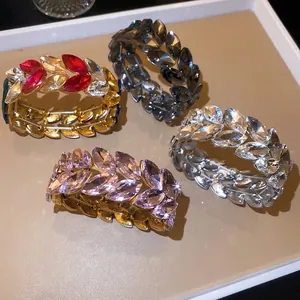 Glittering crystal double-layer wheat-ear stretch bracelets in four color options