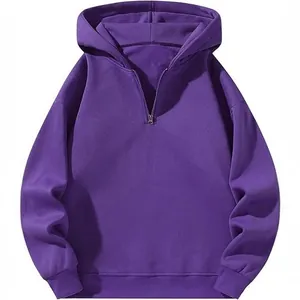 Felpa viola oversize con mezza zip per uno stile casual streetwear