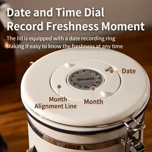 Premium stainless steel coffee canister with airtight seal and built-in date tracker dial
