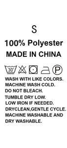 Clothing care label detail with washing instructions for 100% polyester women's sleepwear