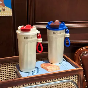Tazza da Caffè Portatile in Acciaio Inossidabile 316 550ml Thermos Isolato Con Coperchio a Doppia Bevanda e Corda da Trasporto