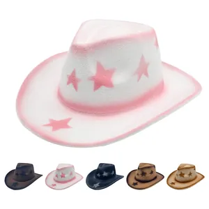 Chapeau de cowboy western élégant avec imprimé d'étoiles, disponible en plusieurs couleurs