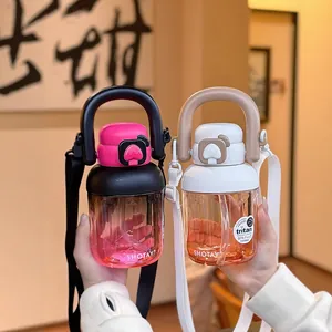 Gourde portable en Tritan dégradé haut de gamme avec paille et sangle réglable