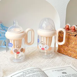Kreative Milchflaschenform Tritan Wasserflasche Mit Griff Teesieb Cartoon Muster Student Tragbare Kunststoffbecher Für Schule Home Office