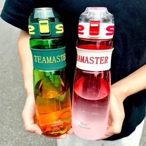 Gradient Sport Wasserflasche Mit Skala Große Kapazität Tragbare Auslaufsichere PC Kunststoff Fitness Cup Outdoor Gym Reise Trinkflasche