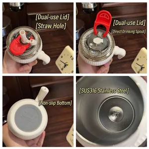 Mug à café minimaliste en forme de nuage en acier 316 avec poignée et double couvercle