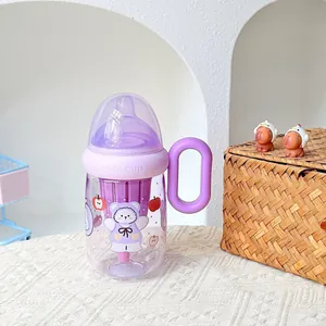 Süße lila Tritan Wasserflasche mit Bärenaufdruck, Griff und Teeeinsatz für Schüler