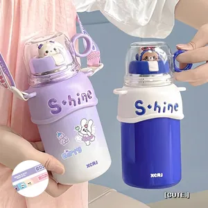 Gourde isotherme mignonne pour enfants avec couvercle animal 3D et sangle