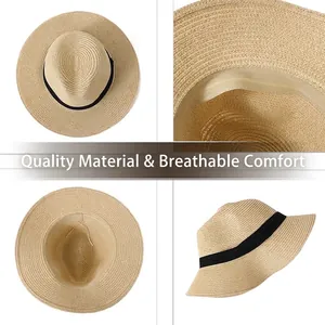 Detailed views of Panama straw hat showing weave texture, inner band, and side profile