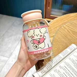 Handheld portable tea infuser water bottle with cute cartoon dog sleeve design