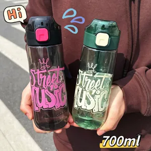 Botella de Agua Deportiva Vaso de Plástico Portátil para Gimnasio Fitness Exterior Viaje Taza de Estudiante Antifugas Con Cordón