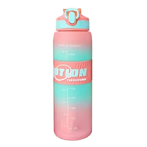 Große 1000ml Plastikwasserflasche mit Farbverlauf und deutlichen Kapazitätsskalen