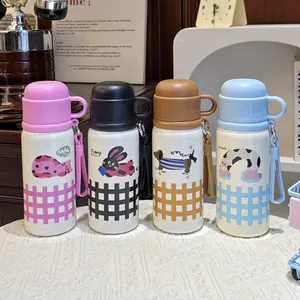 Borraccia termica in acciaio inox con cartoni animati, coperchi e motivi a quadri