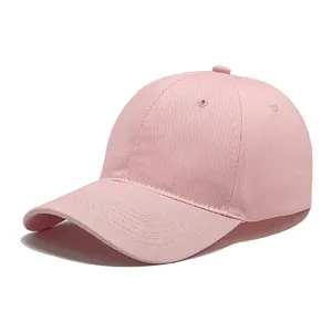 Minimalist plain light pink cotton baseball cap for casual wear, side view on white background.