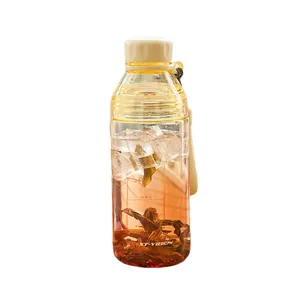 Botella de agua portátil de plástico degradado con filtro de té y escala de 120ml