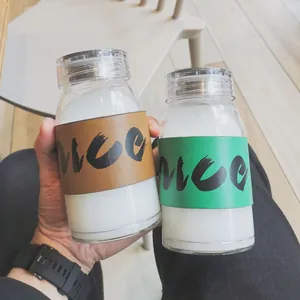 Ins Stil Glas Wasserflasche Mit Hitzebeständiger Lederhülle Nordisch Tragbares Hochtemperaturbeständiges Trinkgeschirr Für Studenten Damen Büro