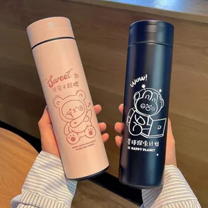 Set aus zwei niedlichen Thermosflaschen aus 304 Edelstahl mit Cartoon-Motiven