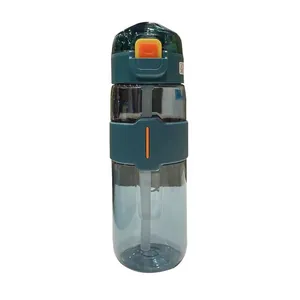 Minimalistische tragbare Sport-Wasserflasche mit Strohhalm und Klappdeckel für Fitness