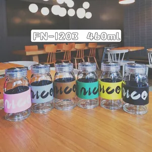 460 ml minimalistische Glaswasserflaschen mit farbenfrohen, hitzebeständigen Schutzhüllen