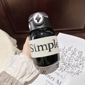 Gobelet isotherme en acier inoxydable noir minimaliste avec pochette en tissu Simple