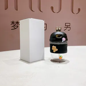 Gobelet en verre avec paille motif lapin, étui en silicone et boîte cadeau blanche