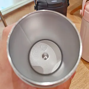Close-up detail of SUS 316 stainless steel interior of the portable coffee tumbler