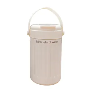 Minimalist white stainless steel insulated water tumbler with handle and "Brink" slogan.