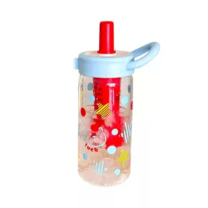 Hitzebeständige Glastrinkflasche mit integriertem Teesieb und süßem Katzenmotiv