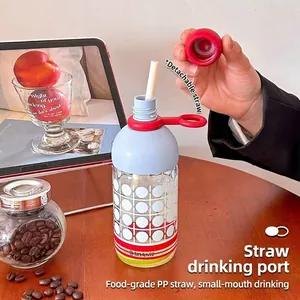 Creative high borosilicate glass water bottle with a detachable food-grade straw