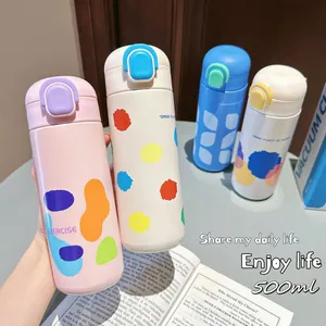 316 Edelstahl Isolierte Wasserflasche Mit Strohhalm Dopamin Mode Tragbare Thermoskanne Für Studenten Paar Geschenk