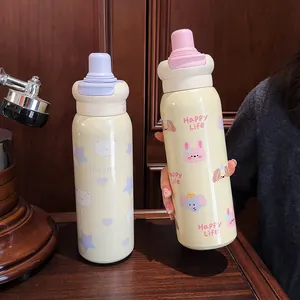 Deux gourdes isothermes mignonnes avec motifs Happy Life et Little Star
