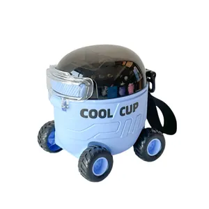 Kreative Mars-Rover Kinder-Wasserflasche mit tragbarem Strohhalm und Tragegurt