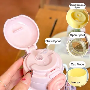Gourde pour enfants en Tritan avec paille et quatre modes de boisson polyvalents