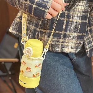 Gourde Tritan pour enfants avec bandoulière réglable et jolis motifs de petits chiens