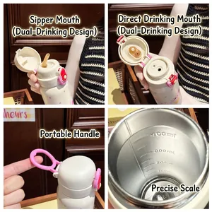 Cartoon-Edelstahl-Isolierflasche mit Dual-Drink-Deckel und 400-ml-Innenskala im Test