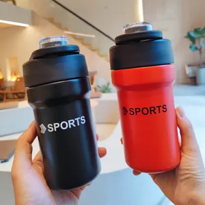 Stainless Steel Insulated Water Bottle Dual Drink Lid Sports Tumbler With Straw Portable Vacuum Cup For Outdoor Gym Office