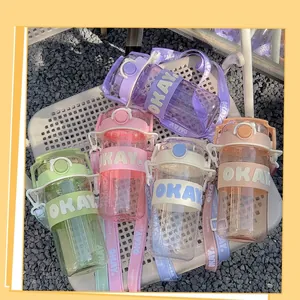 Bouteilles d'eau colorées de grande capacité en plastique avec sangle portable OKAY