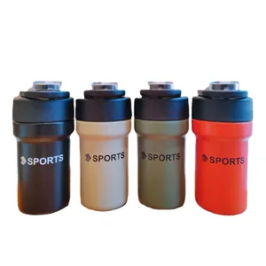 Set of four minimalist stainless steel sports vacuum flasks with straws in assorted colors