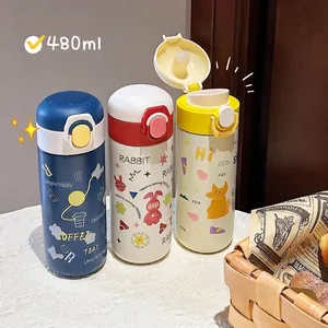 Tre borracce termiche da 480 ml colorate con simpatici disegni di volpe e coniglio.