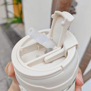 Tazza da Caffè in Vetro Borosilicato Stile Ins Con Custodia in Pelle PU e Stampa di Girasole Bottiglia d'Acqua in Vetro Portatile per Ufficio Casa