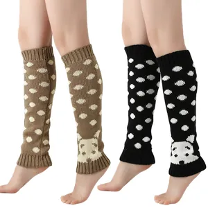 Kawaii Hond Stippen Acryl Gebreide Beenwarmers Schattig Dier Warme Beenkappen Laarshulzen Sokken Voor Vrouwen Tieners